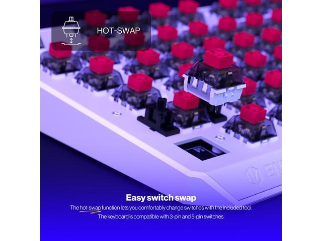 ENDORFY Thock Wireless Red Onyx White Pudding, wireless gaming mechanical keyboard, USB Type C/Bluetooth/2.4Ghz, Hot-swappable switches, PBT...