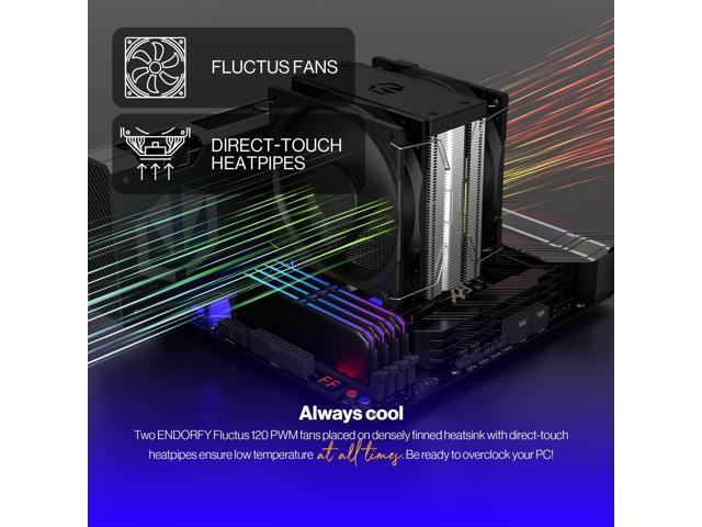 ENDORFY Fera 5 Dual Fan, high performance CPU cooler, 2x120 mm PWM Fluctus fans, compatible with AM5, AM4, LGA1700, LGA1200, LGA1150 etc., TDP...