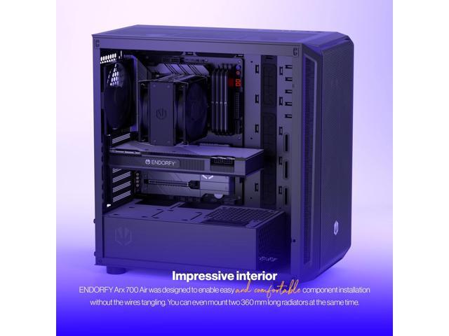 ENDORFY Arx 700 Air, ATX PC case, computer case, 5x140mm PWM fans included, matx case, radiator up to 360mm, Maximum airflow, top and front mesh,...