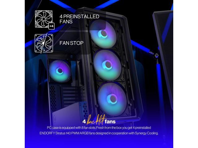 ENDORFY Arx 700 ARGB, ATX PC case, computer case, 4x140mm ARGB PWM fans included, matx case, radiator up to 360mm, Maximum airflow, top and front...