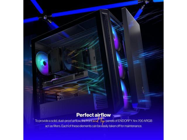 ENDORFY Arx 700 ARGB, ATX PC case, computer case, 4x140mm ARGB PWM fans included, matx case, radiator up to 360mm, Maximum airflow, top and front...