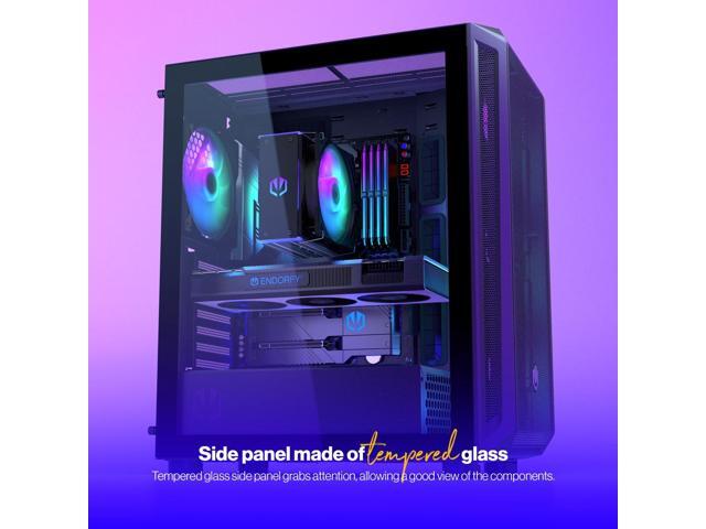 ENDORFY Arx 500 ARGB, ATX PC case, computer case, 4x140mm ARGB PWM fans included, matx case, radiator up to 360mm, Maximum airflow, top and front...