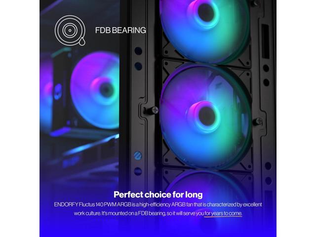 ENDORFY Fluctus 140 PWM ARGB, PC case fan, 140mm ARGB, push and pull orientation, high performance against flow restrictions, integrated...