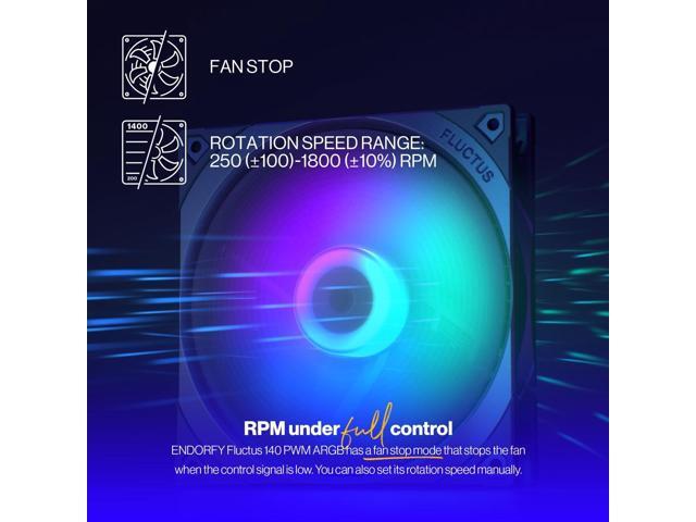 ENDORFY Fluctus 140 PWM ARGB, PC case fan, 140mm ARGB, push and pull orientation, high performance against flow restrictions, integrated...