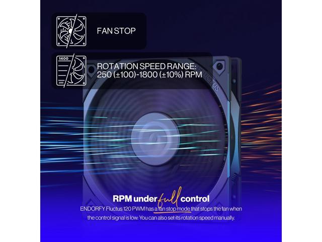 ENDORFY Fluctus 120 PWM, PC case fan, 120mm, push and pull orientation, high performance against flow restrictions, integrated anti-vibration pads,...