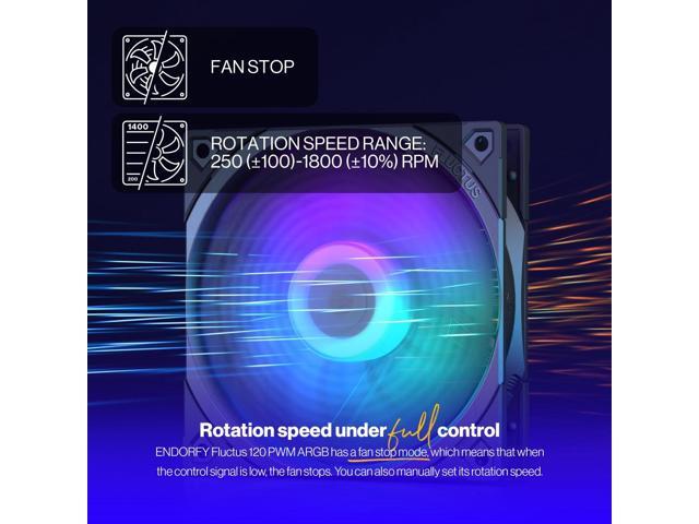 ENDORFY Fluctus 120 PWM ARGB, PC case fan, 120mm ARGB, push and pull orientation, high performance against flow restrictions, integrated...
