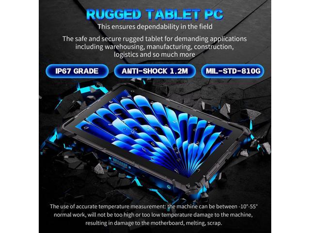 HIGOLEPC Rugged Windows Tablet 10.1' FHD Sunlight Readable, Windows 11 Pro, 4G LTE GPS, Intel Quad-Core - 8GB RAM/128 GB ROM - IP67 Waterproof