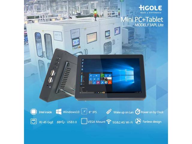 HIGOLEPC F3APL-8: Industrial All-in-One Mini PC Tablet 8' Display, Intel N4200, 4GB RAM, 64GB Storage, Windows 10