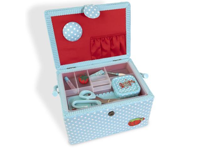 Large Aqua Sewing Basket Kit
