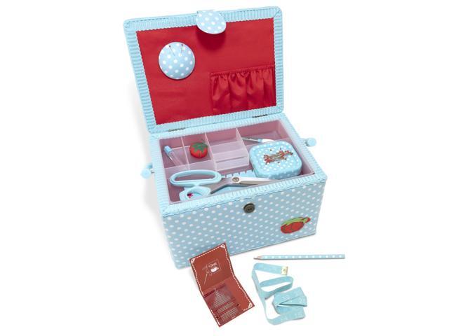 Large Aqua Sewing Basket Kit