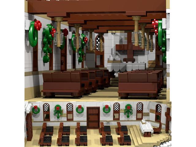 ZITIANYOUBUILD 6195 Winter Village Church with Seats Christmas Festoons Bell Tower MOC