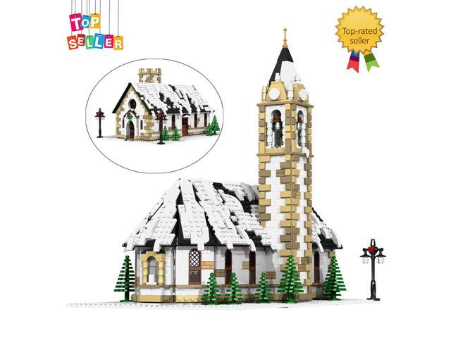 ZITIANYOUBUILD 6195 Winter Village Church with Seats Christmas Festoons Bell Tower MOC