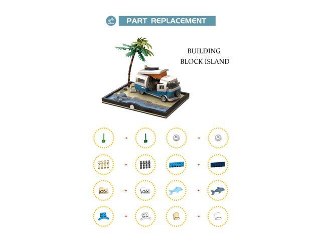 ZITIANYOUBUILD Beach Base Scene and Small Camper Model 962 Pieces Building Toys MOC