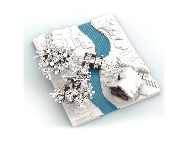 ZITIANYOUBUILD Winter Scene Winter Village Model with River and Trees 2451 Pieces MOC