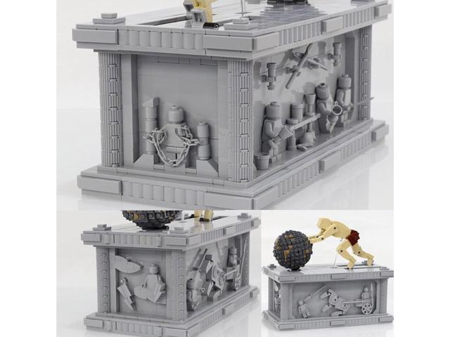 ZITIANYOUBUILD A Man Pushing Stone Motorized Sculpture with Motors 1222 Pieces MOC