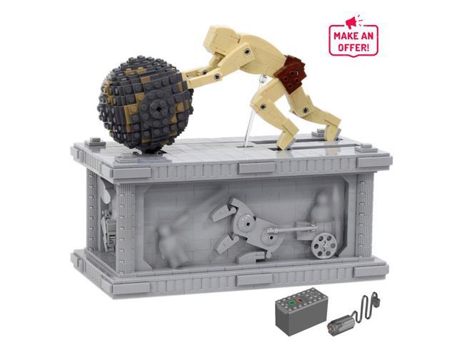 ZITIANYOUBUILD A Man Pushing Stone Motorized Sculpture with Motors 1222 Pieces MOC