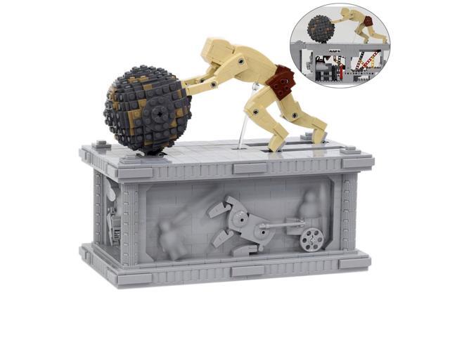 ZITIANYOUBUILD A Man Pushing Stone Motorized Sculpture with Motors 1222 Pieces MOC