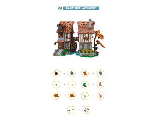 ZITIANYOUBUILD Medieval Watermill and House can be Divided Model 1235 Pieces MOC