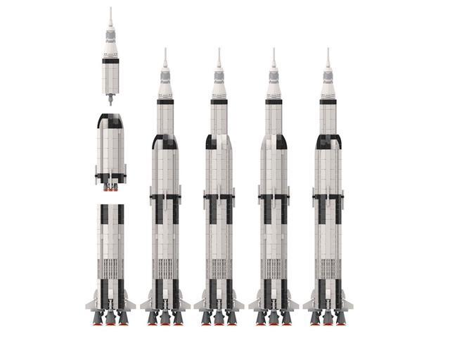 ZITIANYOUBUILD MOC-65002 Saturn V Space Rocket 1 220 Scale 555 Pieces 100% Compatible with LEGO Brand New and High Quality