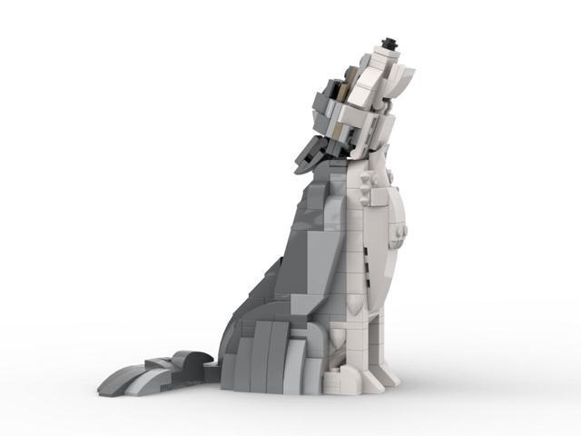 ZITIANYOUBUILD Custom Wolf Model Sculpture with Dirt Outcrop Base 473 Pieces MOC