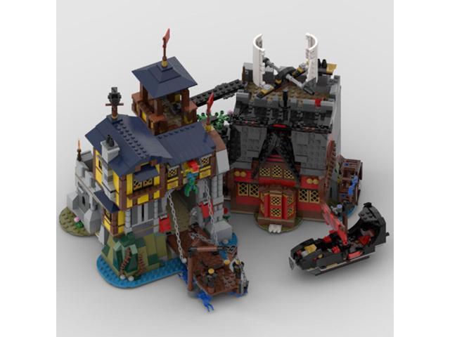 ZITIANYOUBUILD MOC-150348 Castle Port and Pirate Tavern with Ship and Garden Path 2284 Parts