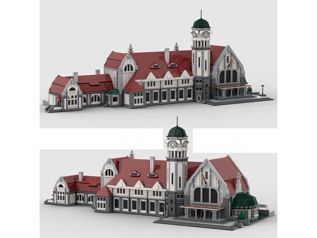 ZITIANYOUBUILD MOC-93444 Modular Old Railway Station Architecture with 9 Modules 9527 Parts