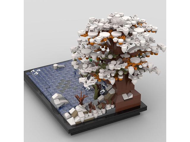 ZITIANYOUBUILD C4896 Winter Lake and Large Tree with Many Leaves and Many Snow 855 Parts