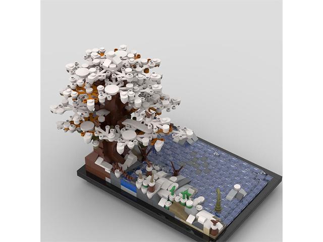 ZITIANYOUBUILD C4896 Winter Lake and Large Tree with Many Leaves and Many Snow 855 Parts