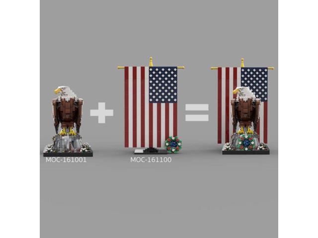 ZITIANYOUBUILD Custom MOC-161001 & MOC-161100 American Bald Eagle with Flag 1965 Parts