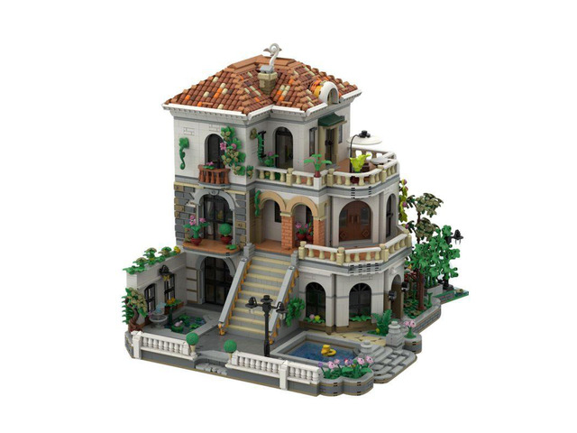 Custom MOC-245814 Riviera Courtyard Manor Building Blocks Set (6906PCS) Toys