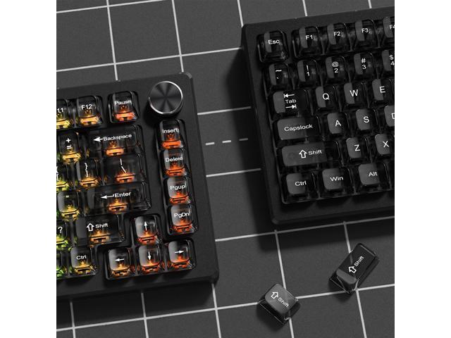 Womier Grey Clear keycaps, Transparent keycaps 60 75 100 Percent, Ceramic Jelly Keyboard caps Set, Shine Through keycap., MDA Profile Keyboard Key...