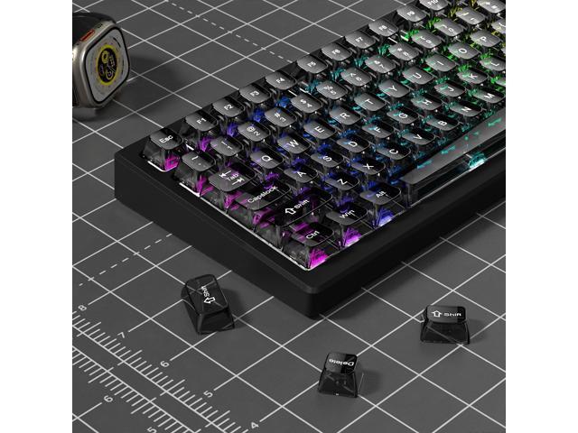 Womier Grey Clear keycaps, Transparent keycaps 60 75 100 Percent, Ceramic Jelly Keyboard caps Set, Shine Through keycap., MDA Profile Keyboard Key...