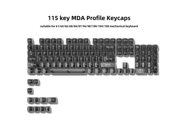 Womier Grey Clear keycaps, Transparent keycaps 60 75 100 Percent, Ceramic Jelly Keyboard caps Set, Shine Through keycap., MDA Profile Keyboard Key...