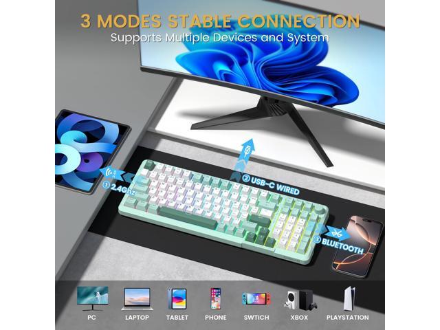 Redragon K742 Wireless Mechanical Gaming Keyboard with Knob, Bluetooth 5.0/2.4GHz/USB C Wired Creamy Keyboard with Number Pad for PC Computer, RGB...