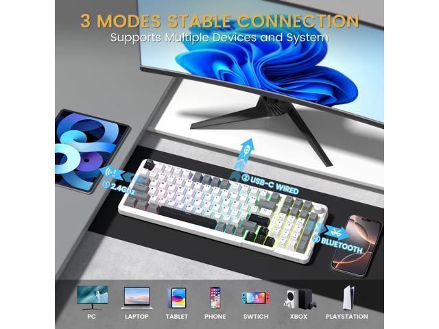Redragon K742 Wireless Mechanical Gaming Keyboard with Knob, Bluetooth 5.0/2.4GHz/USB C Wired Creamy Keyboard with Number Pad for PC Computer, RGB...