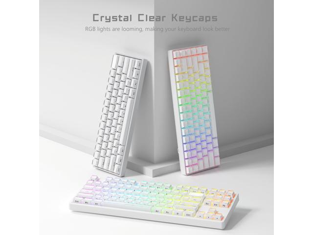 Womier Keycaps - Lusterfly Jelly Keycaps White 60 65 75 100 Percent, Side Printed Elegant Crystal Key caps, Custom 113 Keys OEM Profile for...