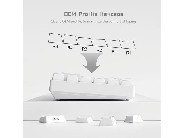 Womier Keycaps - Lusterfly Jelly Keycaps White 60 65 75 100 Percent, Side Printed Elegant Crystal Key caps, Custom 113 Keys OEM Profile for...