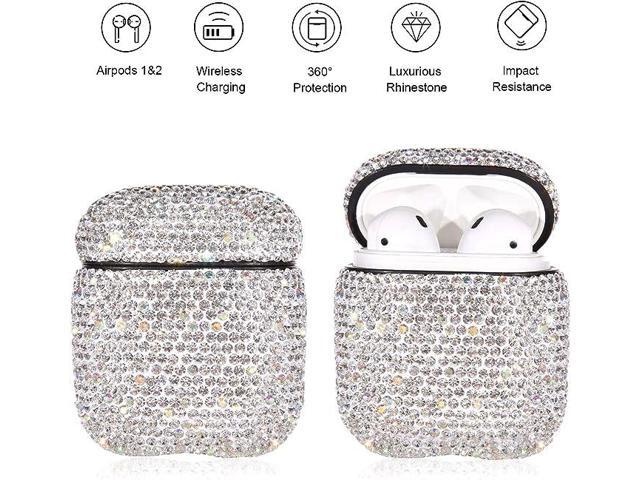 Sparkly Diamond Case for AirPods with Keychain, Shockproof Protective Premium Bling Rhinestone Cover Skin Compatible with AirPods Charging Case 2 &...