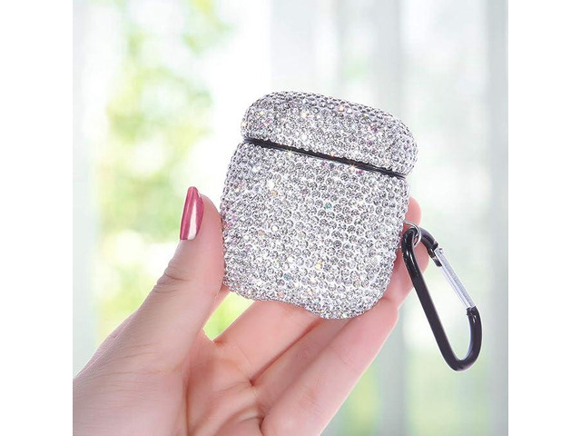 Sparkly Diamond Case for AirPods with Keychain, Shockproof Protective Premium Bling Rhinestone Cover Skin Compatible with AirPods Charging Case 2 &...