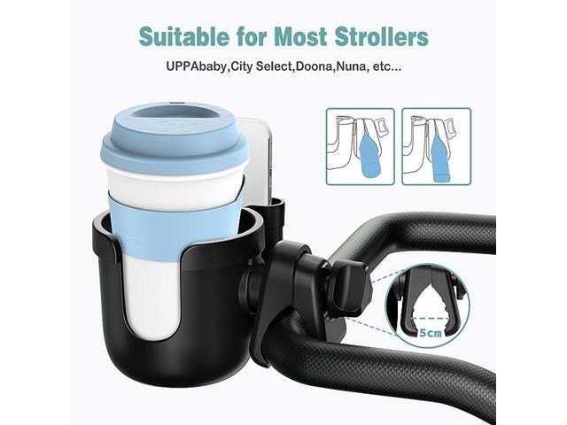 Stroller Cup Holder with Phone Holder, Universal Bottle Holder for Wheelchair, Walker, Bike, Scooter, Stroller Accessories for Uppababy, Nuna,...