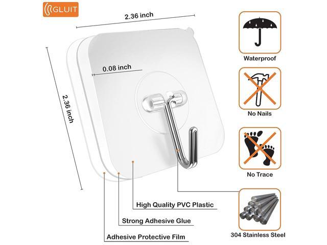 22lbs Heavy Duty Waterproof Adhesive Wall Hooks for Home, Office and Outdoor, Pack of 12