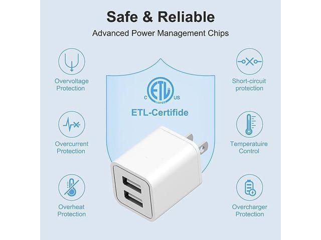 USB Wall Charger,3-Pack USB Charger Fast Wall Charger Block 2.1A Dual Port USB Plug Adapter Box Charger for iPhone 14/13/12/11 Pro Max/Samsung...