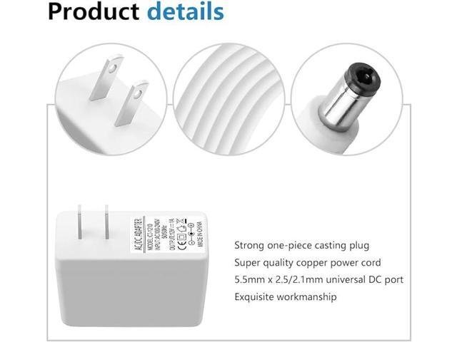 12V 1A Power Supply 12 Volt 1A 12W White AC Adapter 12volt 500mA 600mA Power Adapter 100V~240V AC to DC Converter with 5.5x2.5mm Tip for LED Light...