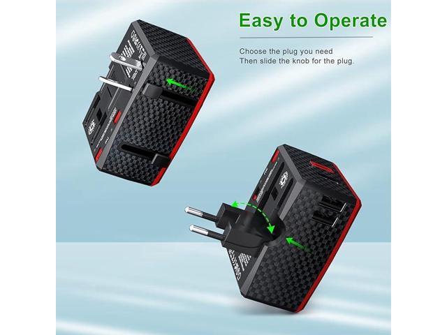 Universal Travel Adapter Plug Adapter Worldwide with 3 USB + 1 USB-C 3.0A + International AC Socket All-in-One Travel Adapter Wall Charger Power...