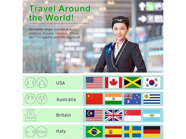 Universal Travel Adapter Plug Adapter Worldwide with 3 USB + 1 USB-C 3.0A + International AC Socket All-in-One Travel Adapter Wall Charger Power...