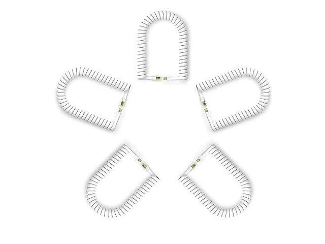 Telephone Handset Cord, 5 Pack 6.5Ft Uncoiled / 1Ft Coiled Landline Phone Handset Cable 4P4C Telephone Accessory White