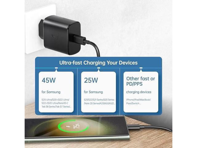 45W Europe Super Fast Charger European Travel Plug Adapter for Samsung Galaxy S23 S22 S21 Ultra Plus iPhone MacBook Air EU International Power...