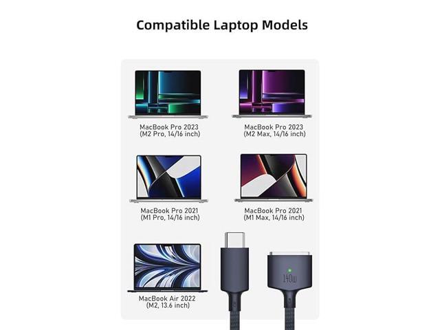 140W USB C to Magnetic 3 Charging Cable 6.6ft, Compatible with MacBook Pro 2023 (M2, 14/16 inch), MacBook Air 2022 (M2), MacBook Pro 2021 (M1,...