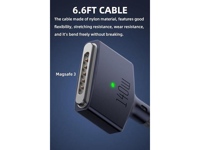 140W USB C to Magnetic 3 Charging Cable 6.6ft, Compatible with MacBook Pro 2023 (M2, 14/16 inch), MacBook Air 2022 (M2), MacBook Pro 2021 (M1,...