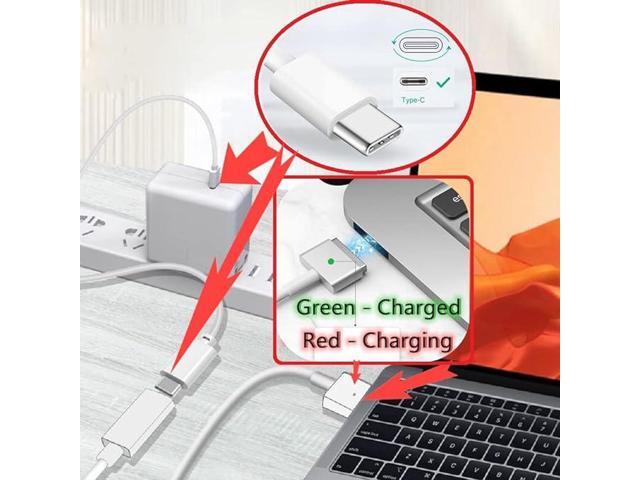 USB C Female to Magnetic 2 T Tip Charging Cable Converter for Magnetic 2 T Tip for Pro 13/15 inch for air 11/13 inch(After Late 2012 Models)